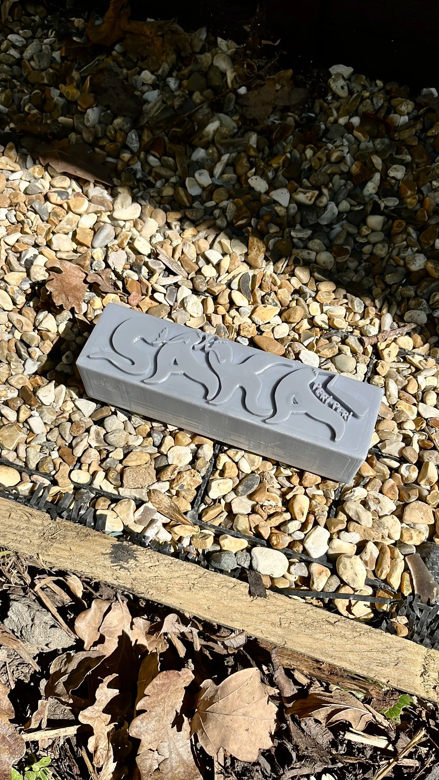 The grey 3D-printed resin master for the Nata x Nando's candle